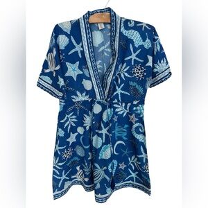 Haute Hippie Blue Sealife Swimsuit Cover-up size M
